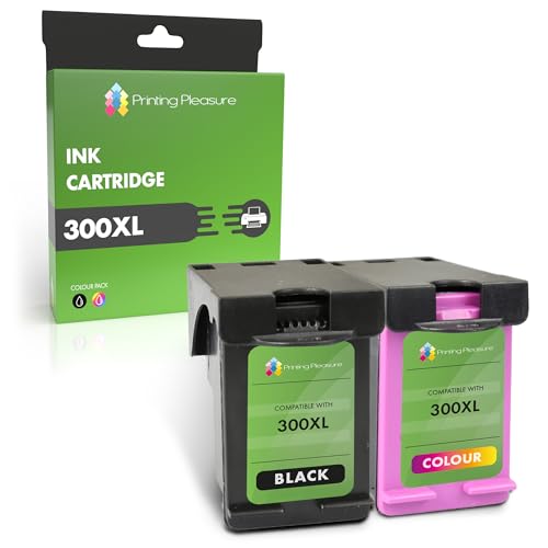 Printing Pleasure 2 XL Compatibles HP 300XL Cartuchos de tinta para Deskjet D1660 D1663 D2530 D2545 D2560 D2660 D5560 F2420 F2480 F4210 F4280 F4580 Photosmart C4780 C4680   Negro/Color, Alta Capacidad