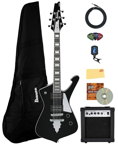 Ibanez PSM10 Paul Stanley miKro ショートスケール エレキギター - アンプ、ギグバッグ、チューナー、ケーブル、ピック、Austin Bazaarの説明ビデオ、研磨クロス付きブラックバンドル