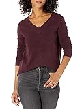 Amazon Brand - Goodthreads Women's Relaxed Fit Mid-Gauge Stretch V-Neck Sweater, Wine Heather ,...