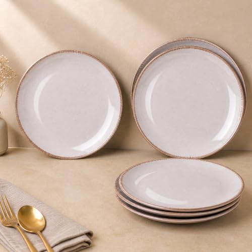 Image of The Earth Store Glossy Lavender Marble 7 Inch Ceramic Quarter Plates Set of 6 | Microwave & Dishwasher Safe Plate | Half Plate for Dessert, Snacks, Dinner | Snack Plates for Gifting, Daily Use