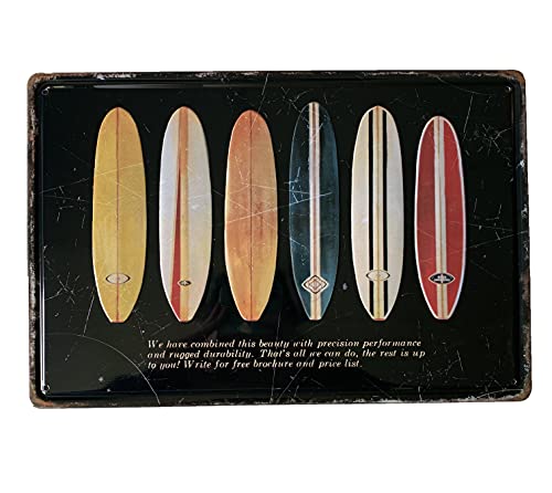 - Plaque Métal Vintage 3D - Décoration Murale - 20 x 30 cm - Planche de Surf