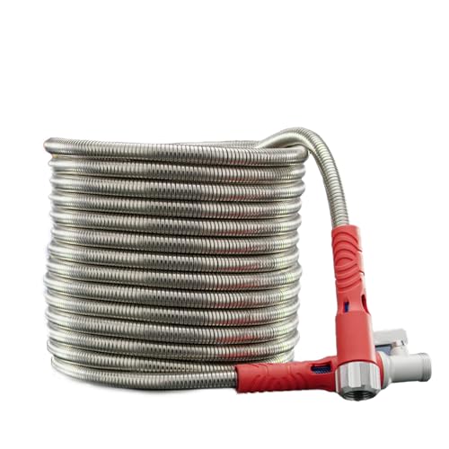 Hammersmith GrowSteel - Gartenschlauch aus Edelstahl - dehnbar, knickfest & UV-beständig - rostfreier Wasserschlauch 7,5?m - mit Regulierventil & Aufrollfunktion