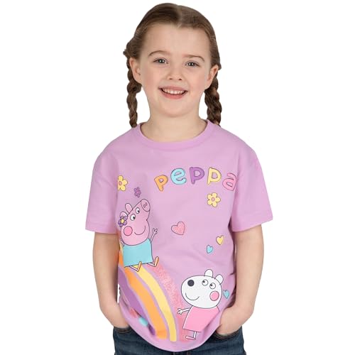 Peppa Pig Shirt | Cotton Girls Tops | Girls Short Sleeve Shirt | Glittery Kids Tshirt2