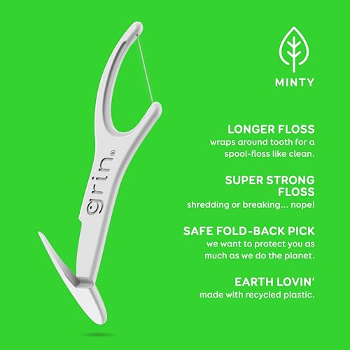 GRIN Fine Flosspyx, Floss Picks, 75 Count, Dental Flossers, Minty Flavor, Recycled Plastic, Super Strong Fine Floss, Tight Teeth, Premium Longer Floss Head, Includes Safe Fold-Back Tooth Pick - Image 5