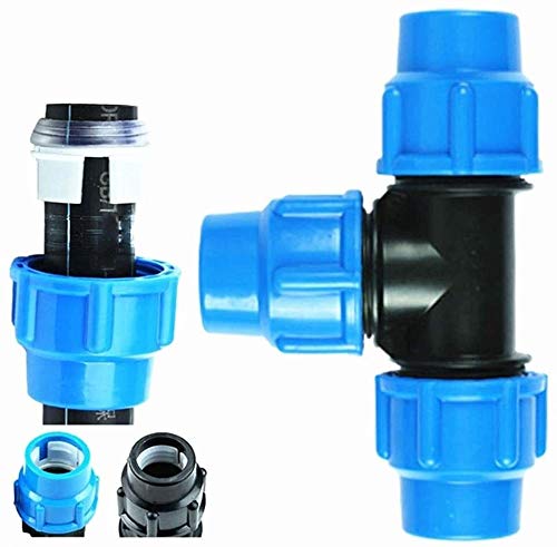 Raccordi filettati 1 pz Connettore per tubi in PE a giunto rapido a tre vie, 16/20/25/32/40/50/63 mm Raccordo a raccordo rapido a T per tubo dell'acqua, Raccordo a T per rubinetto Convertitore per r