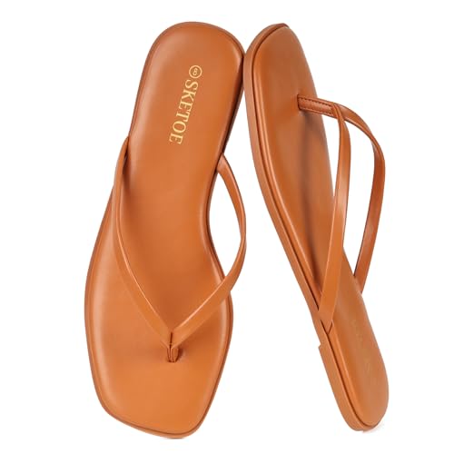 Image of Flip Flops Sandals for Women Square Toe Lightweight Thong Slides