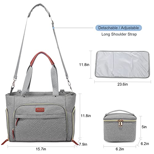 Lovevook Breast Pump Bag, Diaper Bag Tote 3Pcs Set, Work Bag For Breastfeeding Mom With 15 Inch Laptop Pocket, Cooler Bag & Changing Pad Fit Most Breast Pumps Like Spectra S1/S2 thumb #4
