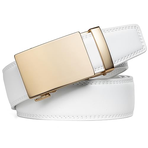 Image of Founders & C Men's Ratchet Belt 1 3 /8 inch,Leather Dress Belt Adjustable with Click Sliding Buckle Trim to Exact Fit