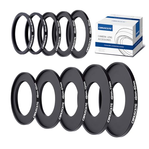 10Pcs Filter Ring Adapter Set,Lens Filter Step-Up Ring for All Brands UV ND CPL (49-40.5mm,49-46mm,49-52mm,49-55mm,49-58mm,49-62mm,49-67mm,49-72mm,49-77mm,49-82mm)