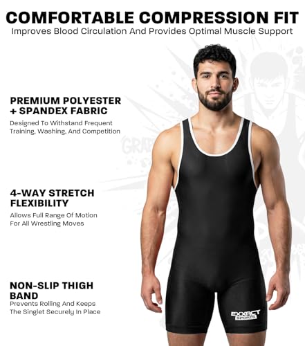 Exxact Sports Plain Wrestling Singlet, Powerlifting Singlet Youth Wrestling Singlet Men for Training (Unisex Adult/Youth)