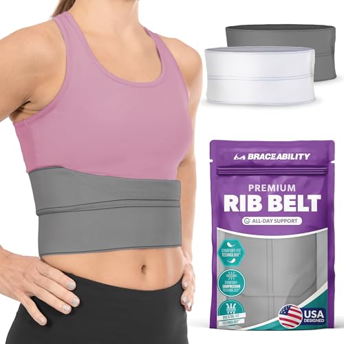 BraceAbility Broken Rib Brace for Women and Men - Rib Protector Compression Wrap, Chest Support Belt for Bruised, Fractured, Dislocated Ribs, Costochondritis Relief, Sternum Brace (Female - White)