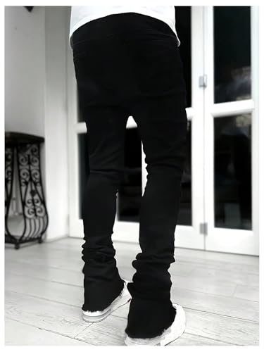 WDIRARA Men's Cross Graphic Jeans Raw Hem Long Denim Pants Streetwear2