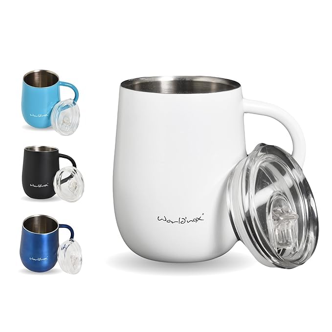 WORLDNOX Stainless Steel Coffee Mug with Lid for Office [300 ML] | Double Wall Travel Mug for Office, Gym, Home & Outdoor | Sweat-Proof Sipper with Lid for Hot and Cold Drinks | Reausable Office Mug (B0D9JP6Q7V) Amazon Price History, Amazon Price Tracker