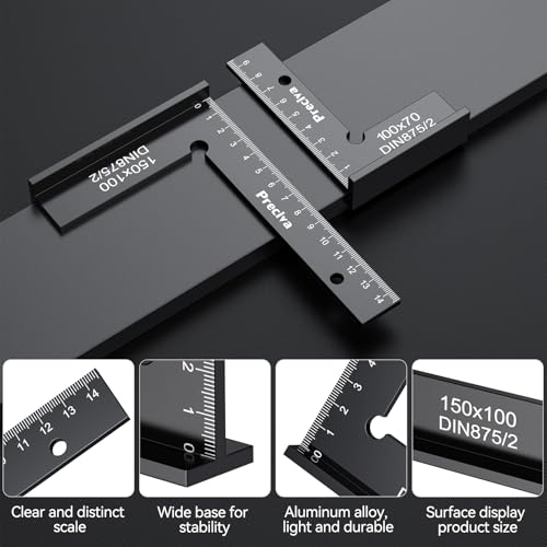 Schlosserwinkel Set, Preciva 2 Stück 90° Anschlagwinkel Zimmermannswinkel mit Messskala(cm) für Präzise Arbeiten im Metallbau und Werkstatt, Größe 100 x 70mm und 150 x 100mm – Bild 4