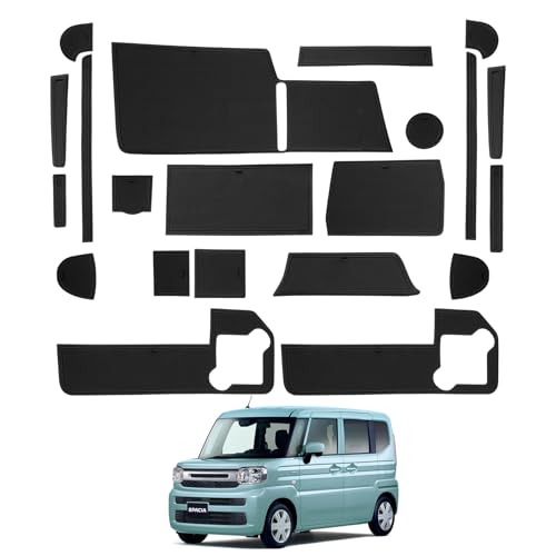 LANGBEAN スズキ スペーシア/スペーシアカスタム インテリアラバーマット MK54S/MK94S 専用 ノンスリップマット ドアポケットマット キズ防止 騒音防止 内装パーツ スペーシア アクセサリー カスタムパーツ 21枚 セット(ブラック)