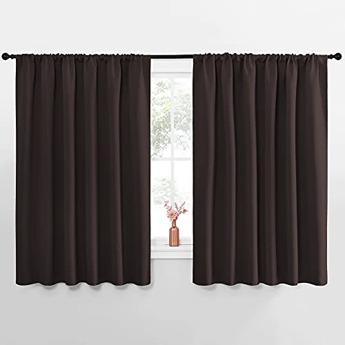 NICETOWN Blackout Curtains for Bedroom, Blackout Curtain Panels, Toffee Brown, 1 Pair, 62 by 63-inch, Window Treatment Energy Saving Thermal Insulated Solid Rod Pocket Blackout Drapes/Draperies