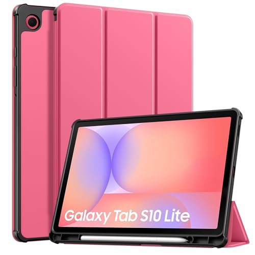 TiMOVO Funda para Samsung Galaxy Tab S10 Lite 10,9 Pulgadas 2025 SM X400/X406 con Soporte para S Pen, Funda Protectora Delgada Trasera de TPU Blando, Auto Activación/Reposo, Rojo Sandía