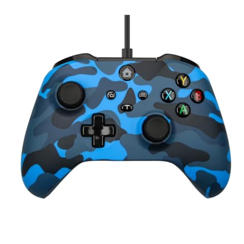 GMVOX Wired Controller for XBOX-ONE, Gamepad with 3.5mm Audio Jack&Dual Vibration, Support Turbo Function, Compatible with XBOX One/One S/X, XBOX Series S/X, PC, IOS, Android Platforms,Camo Blue
