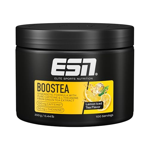 ESN Boostea, Infused Ice Tea Lemon, 200 g, Booster mit Koffein, L-Theanin und Grüntee-Extrakt - made in Germany