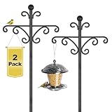 Lot de 2 mangeoires à oiseaux, 196 cm, station de suspension pour mangeoires à oiseaux sauvages, station d'alimentation autoportante pour le jardin, crochets doubles en métal robuste pour supports de