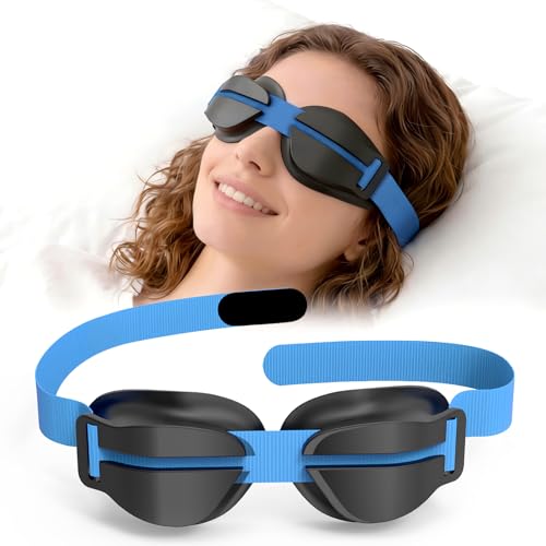 kylineroes Silicone Dry Eye Sleep Mask Hydrating Moisture Chamber Glasses for Dry Eyes Relief & Style Comfort 100% Light Blocking Total Eye Seal for Sleep Travel Meditation Portable Blue Eye Mask