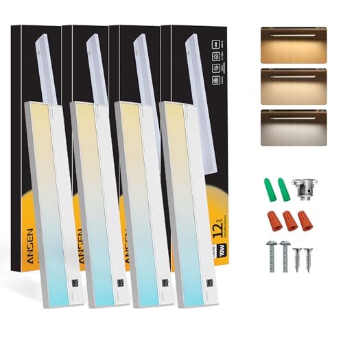 Ansen 4Packs of Under Cabinet Lighting Hardwired, 12IN 10W 666LM, Dimmable Led Light for Kitchen/Bar/Closet, CRI>92, R9>90, 3 Color Temperature, 3000K/4000K/5000K(Warm White, Cool White, Daylight)” style=”margin-left: auto;margin-right: auto”></div>
<blockquote class=