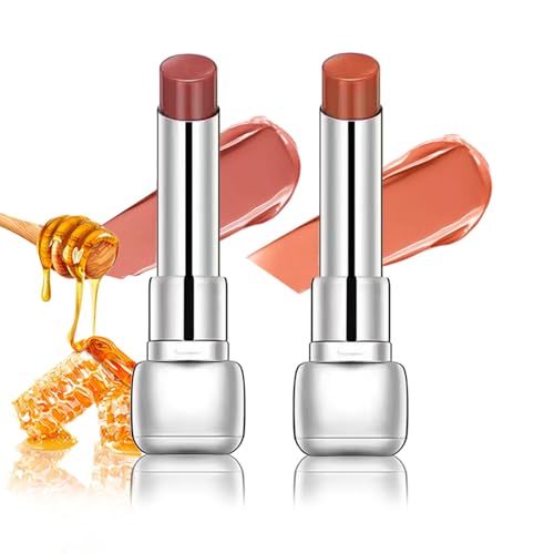 Image of Plumper Moisturizing Butter Lipstick for Women, Natural Tinted Lip Balm Shine Nourishing Hydrating Lip Gloss Stain for Dry Lips, Lightweight Lip Liner Care Makeup, Vegan, 2Pc Pale Nude & Orange