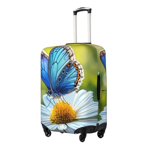 Blue Butterfly Elastic Travel Luggage Cover, Washable Spandex Suitcase Protector, Anti-Scratch Fits 18-32 Inch2