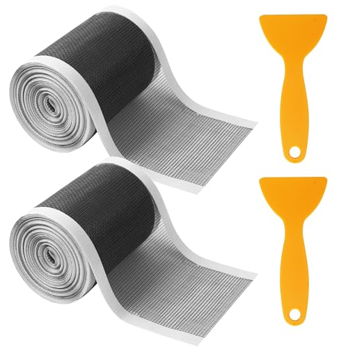 Abflusssieb Dusche 10cm x 10m, Duschsieb, Abfluss Haarfänger, Duschabfluss Haarsieb Mesh Aufkleber mit Plastikspatel für Duschrinne Bad, BadewanneBalkon, Duschen Badewannen, 2 Stück