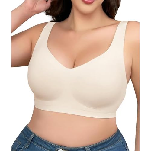 SHAPERX Bras for Women No Underwire Seamless Oversized Everyday Bra Comfort Wireless Padded Soft Support Bralette