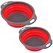 Produktbild Huachaoxiang Abtropfkorb, 2 Stück/Set Faltbares Sieb Küche Faltbar Silikon Rund Durable Faltbar Abtropfkorb Küchenwerkzeug Mit Griff Zum Abtropfen Von Nudeln, Gemüse,Rot