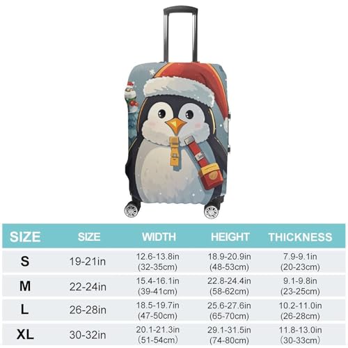 Christmas Funny Penguin Luggage Cover, Elastic Luggage Protector Fits 19-32in Suitcases, Washable & Anti-Scratch Suitcase Cover for Men Women M2