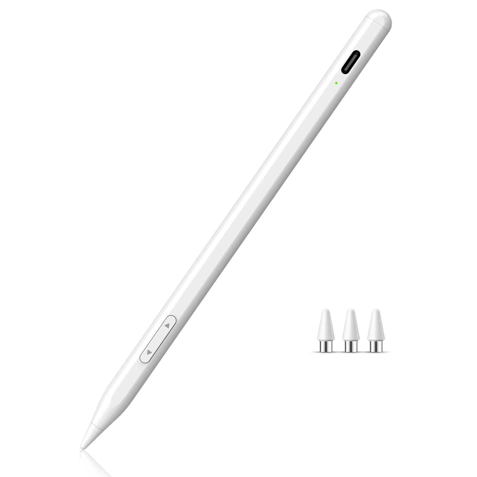 タッチペン 全機種対応 MEKO スマホ スタイラスペン iPad ペンシル 15分Type-C急速充電 途切れなし 超高精度 極細 電量表示 磁気吸着 2018年以降iPad/Pro/Air/Miniにパームリジェクション対応 iPad/iPhone/Android/スマホ/タブレット全デバイス対応 ホワイト