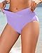 Women V Cut Full Coverage Bikini Bottom - High Waist Swim Bathing Suit Bottoms Cross V Front Swimsuit Lavender Purple L