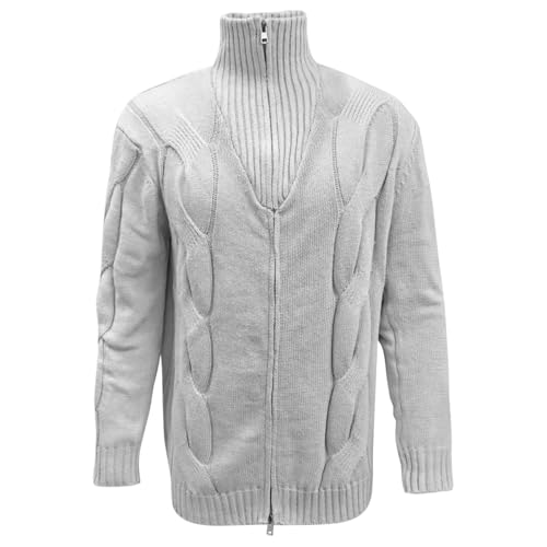 Men Quarter Zip Pullover Sweater Cable Knit Stand Collar Casual Textured Knitwear 2025 Fashion Winter Top3