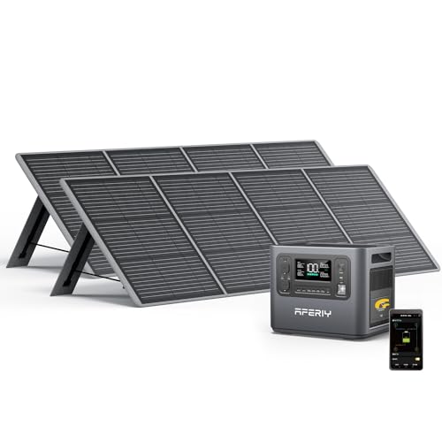 AFERIY Solar Generator 2400W mit 2 * 200W Solarpanel, 2048Wh Tragbare Powerstation (4800W Peak),...