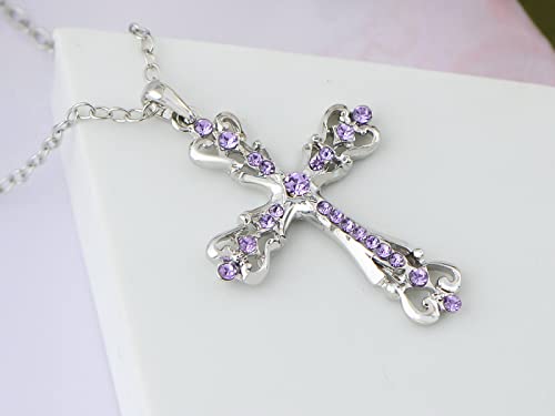 Image of Alilang Womens Black Silver Clear Crystal Rhinestones Celtic Holy Cross Pendant Necklace