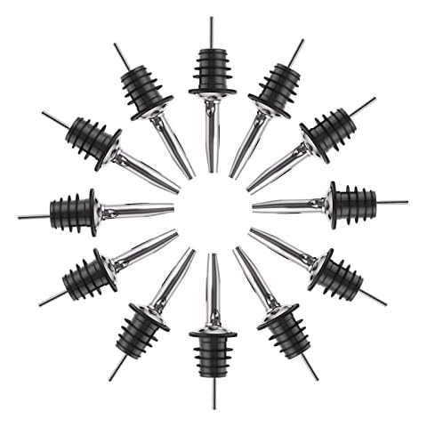Pafusen 12 Pack Pour Spouts for Liquor Bottles, Liquor Pour Stainless Steel Classic Bottle Speed Pourers with Tapered Spout，Free Flow Pourers，Most Fit Classic Bottle's Lip 3/4" Cover