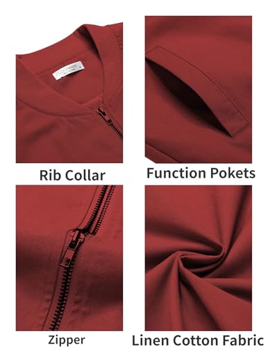 Image of COOFANDY Mens Light Cotton Bomber Jacket Flight Casual Softshell Varisty