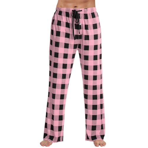 Mens Pajamas Pants Soft Casual Loose Comfy Wide Leg Plaid Pants Stretchy Drawstring pjs with Pockets4