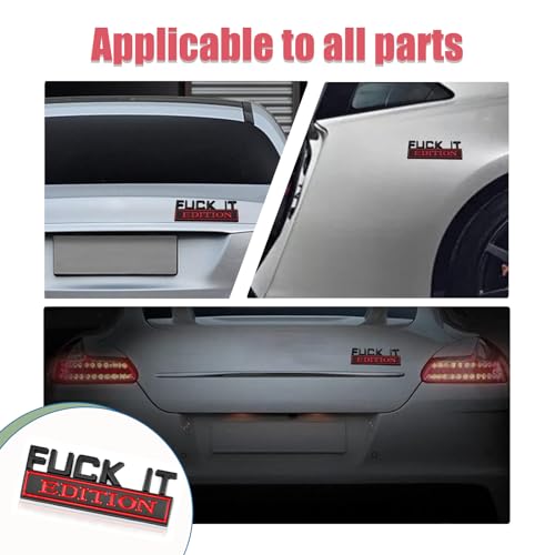 Image of 1 PC Car Fender Badge, 1.18 inch x 3.14 inch Fuck IT Edition Hood Trunk Door Alloy Decorative Car Emblem, Fashionable Personalized Body Decoration Accessories, for Most Models (Black & Red)