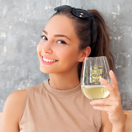 CROWNLY CRYSTAL® Gold Gifts for Auntie Personalised Wine Glass Auntie Birthday Gifts Auntie Mothers Day Gifts for Auntie Gifts from Niece Auntie Wine Glass Aunty Gift Great Auntie Gifts Populer