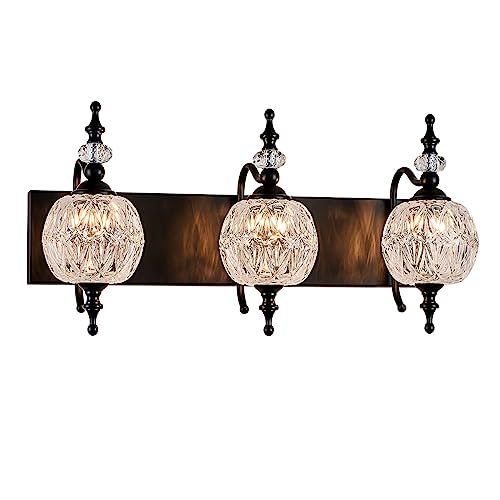 TLOLGT Vintage Black 3 Lights Bathroom Vanity Light Fixtures, Modern
