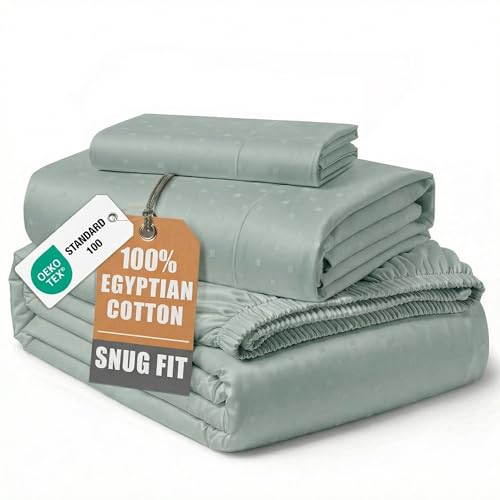 Image of LANE LINEN Sheets Twin XL Size Bed Set Egyptian Cotton Sateen - Mineral | Sheet Suspenders Twin XL - 3-Piece Set, Ideal For Dorms And Adjustable Beds, For A Luxurious Night's Sleep, Elegant