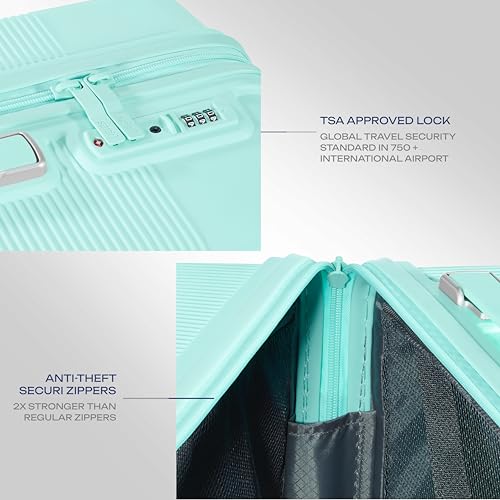 Image of Safari Select Trunk 55 Cm Small Cabin Hard Shell Trolley Bag with TSA Lock, Dual Wheels with 360 Degree Rotation and Anti-Theft Zipper, Luggage Bag, Suitcase for Travel Mint Blue Green