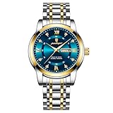 FORSINING Hombres Relojes de Cuarzo Relojes con Correa de Acero Inoxidable Calendario Fecha Diamante Pantalla