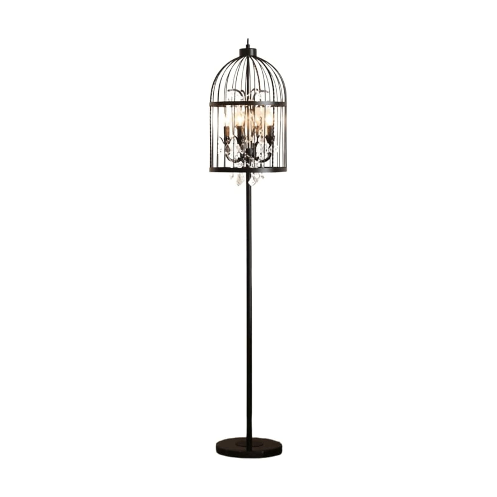 Lampa stojąca, wysokiej jakości lampa podłogowa, pogrubiona podstawa, metalowy klosz, lampa podłogowa z kreatywnym drążkiem do klatki dla ptaków, lampa do czytania, doskonały wybór (czarna)