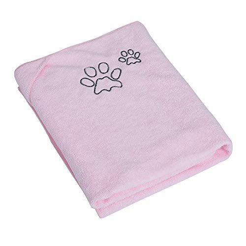 Winthome Hundehandtuch, hundehandtuch extra saugfähig, microfaser handtücher für Hunde Katzen, Großer Hunde Bademantel Schnelltrocknend Warm (77x97cm, Rosa)