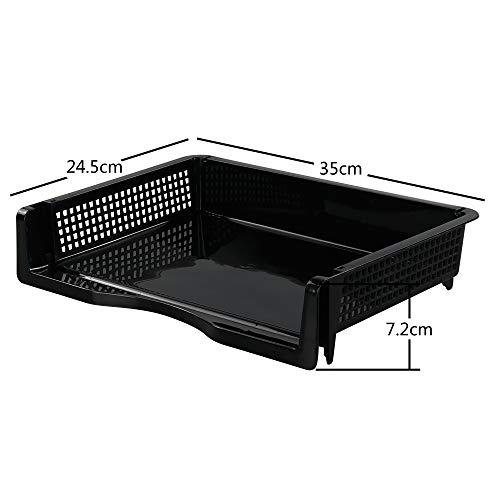 Cadineer 6 Packs A4 Desk Filing Trays Stackable, Black Document Letter Tray, Rectangular Desktop Basket