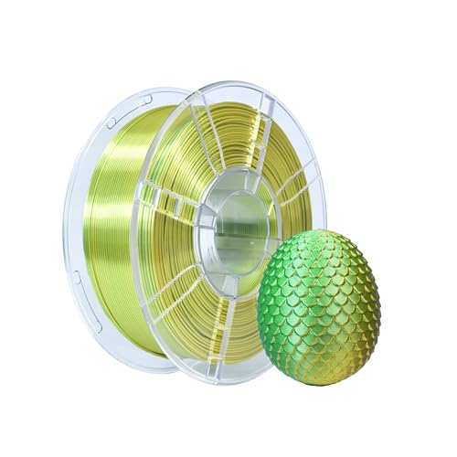 iBOSS Filamento de impresora 3D PLA, filamento PLA de seda doble color 1,75 mm, filamento de impresión 3D brillante de coextrusión 1 kg (2,2 libras), bicolor amarillo verde